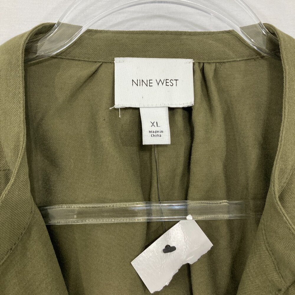 New Nine West size XL Green Olive Soft Comfy Rolled Sleeve Full Zip Jacket - Picture 2 of 11